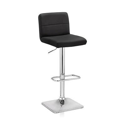 Matte Faux Leather and Chrome Adjustable Bar Stool
