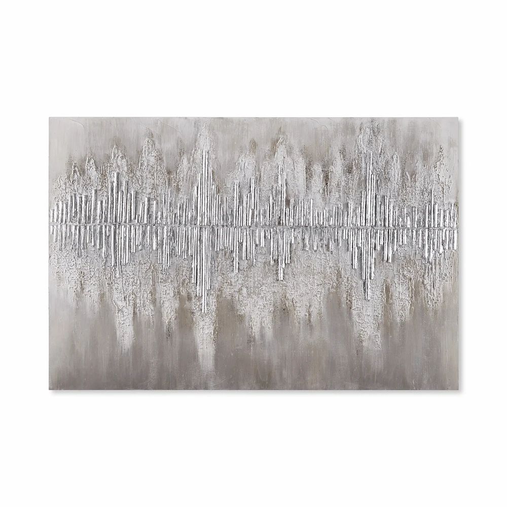 Abstract Wood Sticks Oil Painted Canvas