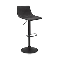 Textured Faux Leather & Metal Adjustable Bar Stool