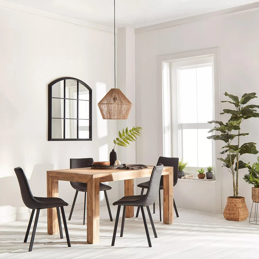 Textured Faux Leather and Metal Dining Chair