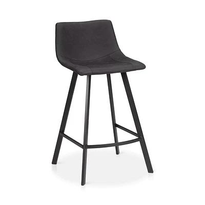 Textured Faux Leather and Metal Bar Stool