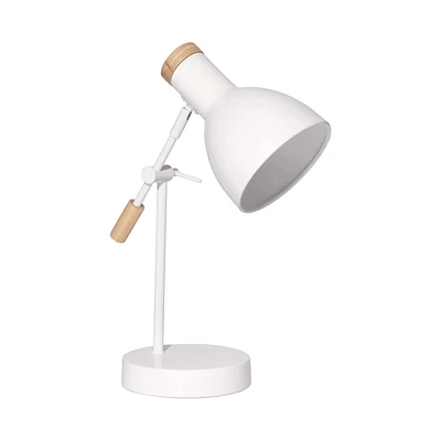 White Wood and Metal Desk Lamp