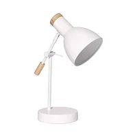 White Wood and Metal Desk Lamp