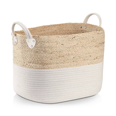 Corn Fiber and Cotton Rope Storage Basket