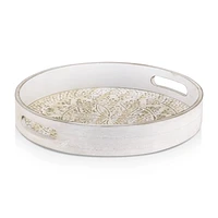Round Patterned Wood Tray