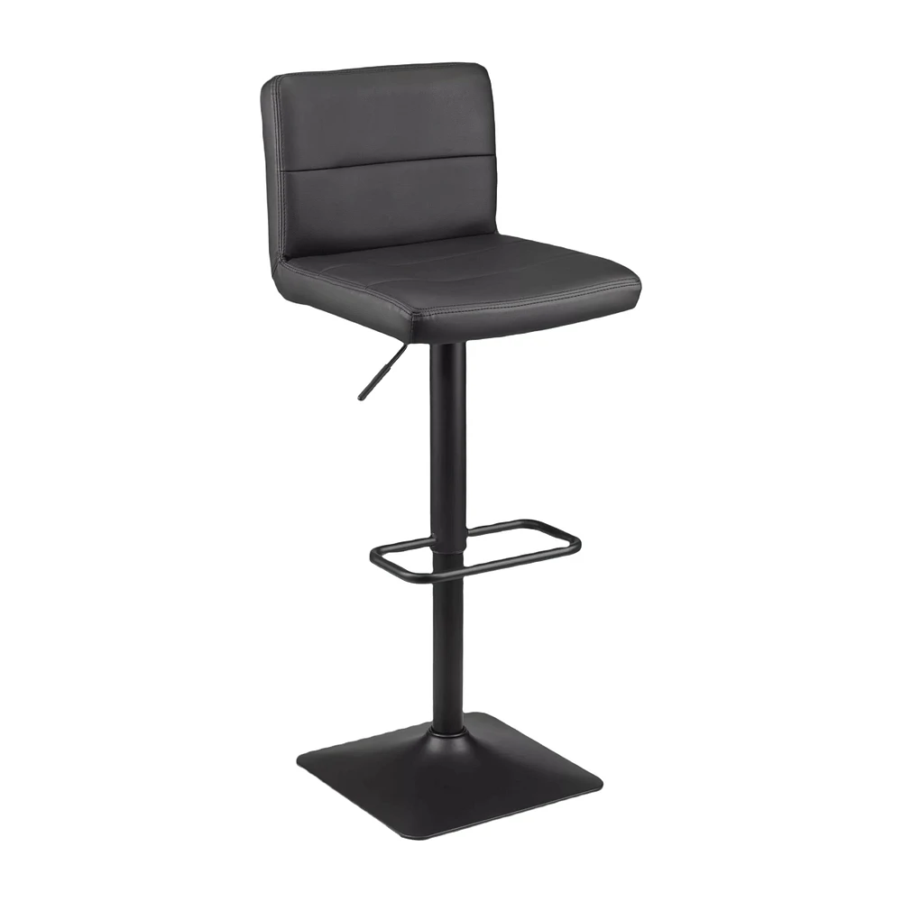 Matte Faux Leather and Metal Adjustable Bar Stool