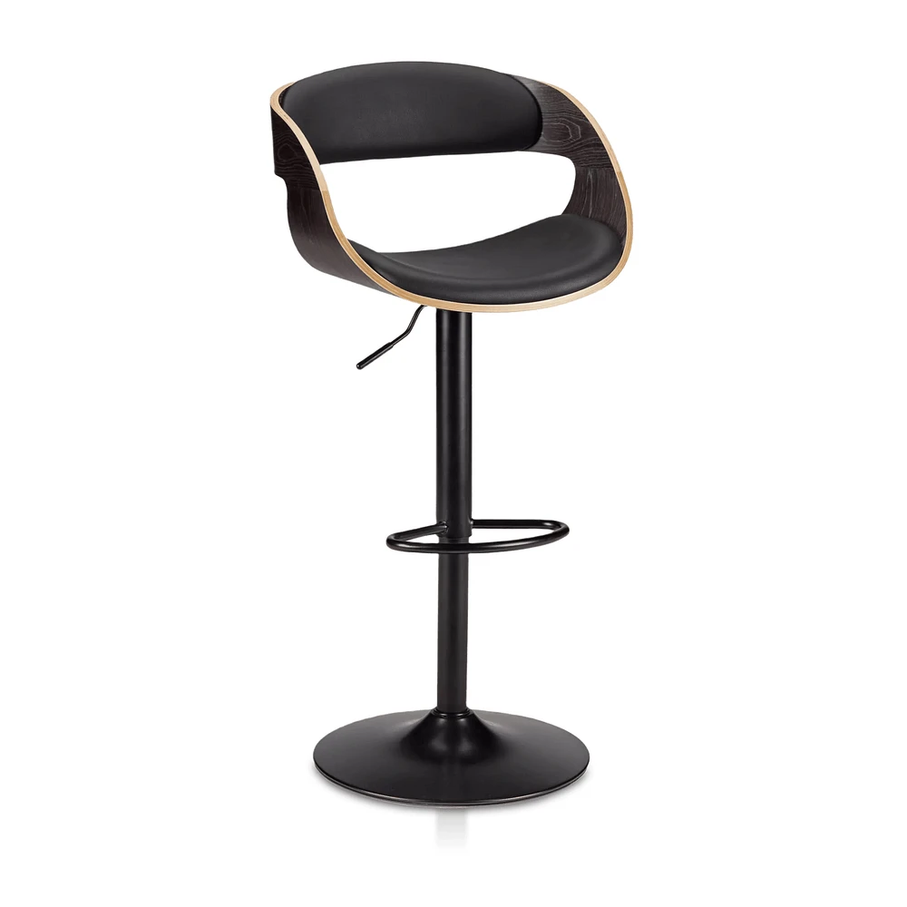 Faux Leather and Metal Adjustable Bar Stool