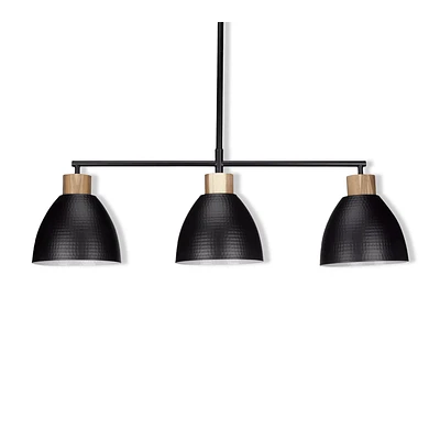 3-Bulb Metal and Wood Ceiling Lamp