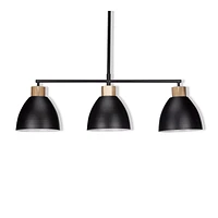 3-Bulb Metal and Wood Ceiling Lamp