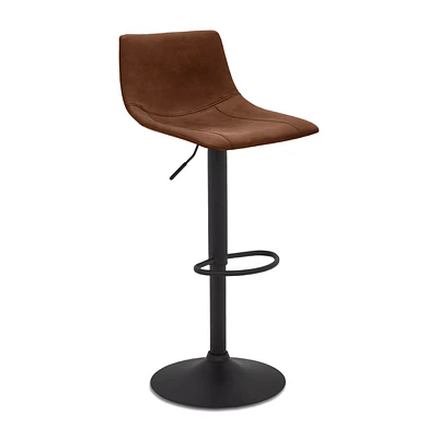 Rust Textured Faux Leather & Metal Adjustable Bar Stool