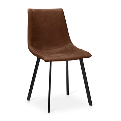 Rust Textured Faux Leather and Metal Dining Chair
