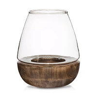 Glass and Wood Candle Holder