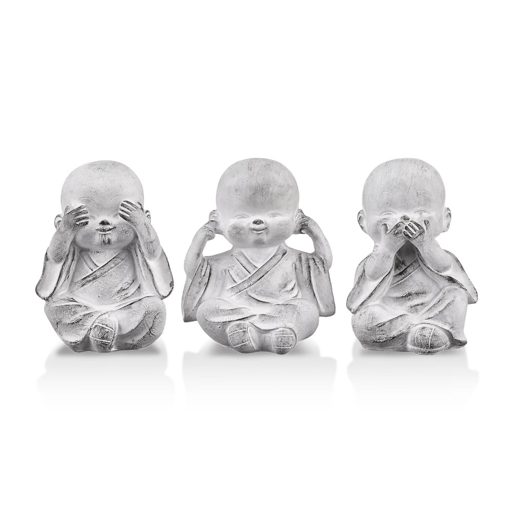 Three Wise Buddha Cement Statuettes