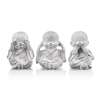Three Wise Buddha Cement Statuettes