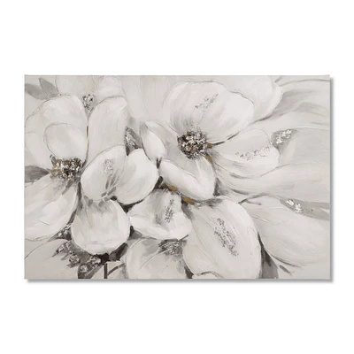 White Blossom Printed Canvas with Gel-Embellishments