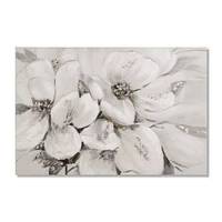 White Blossom Printed Canvas with Gel-Embellishments