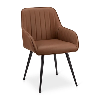 Textured Faux Leather and Metal Dining Chair