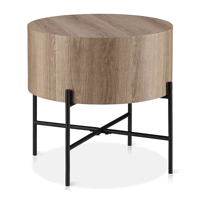 Veneer and Metal Side Table