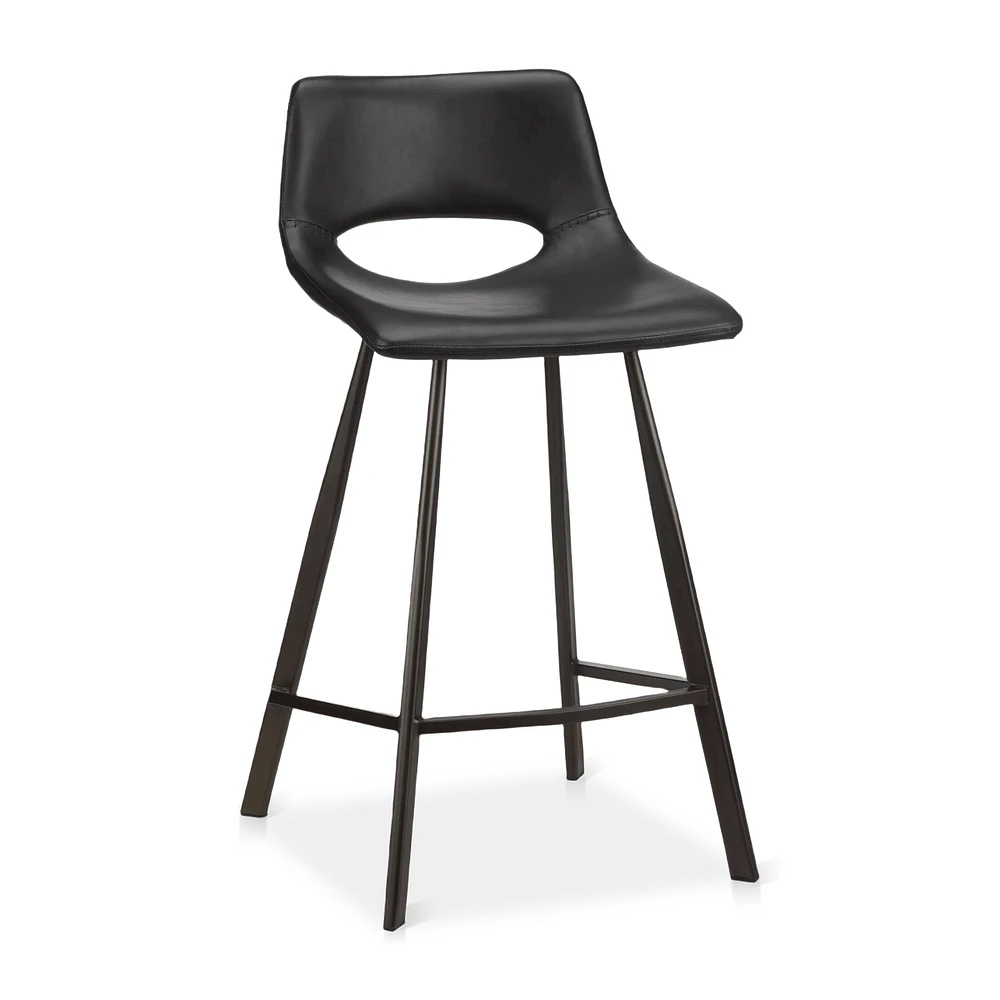 Faux Leather and Metal Bar Stool