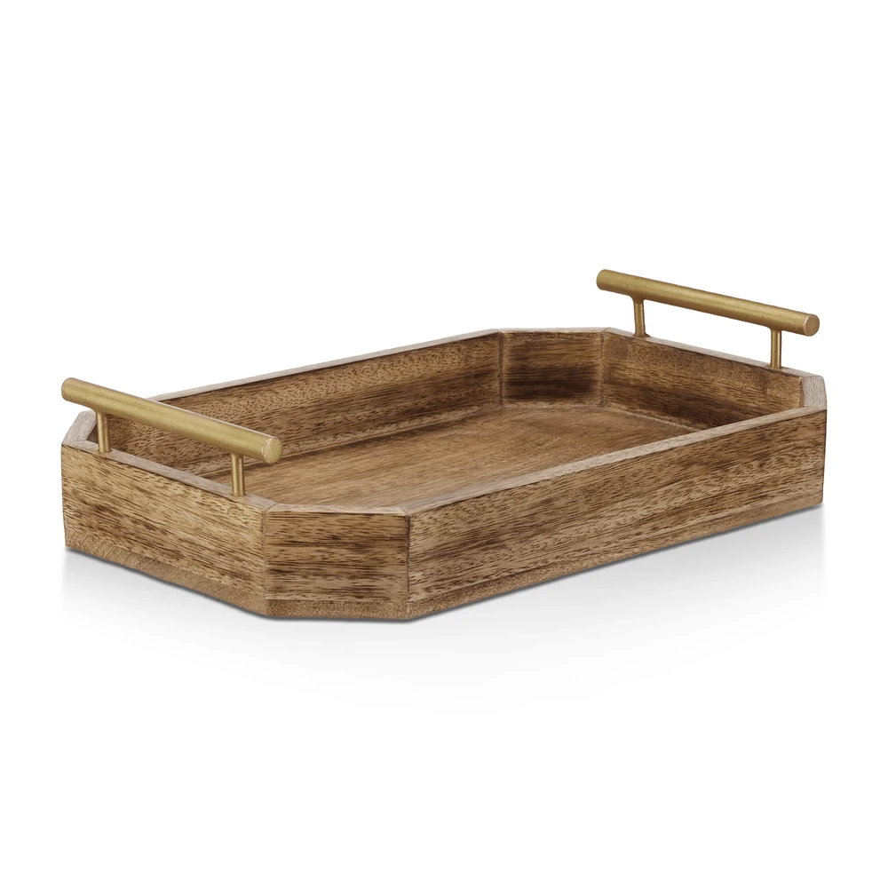 Wood Rectangular Tray with Handles