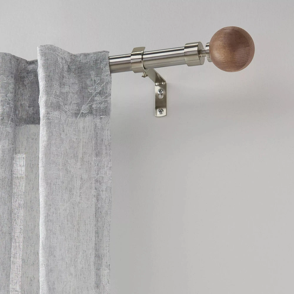 Natural Wood Curtain Rod Set