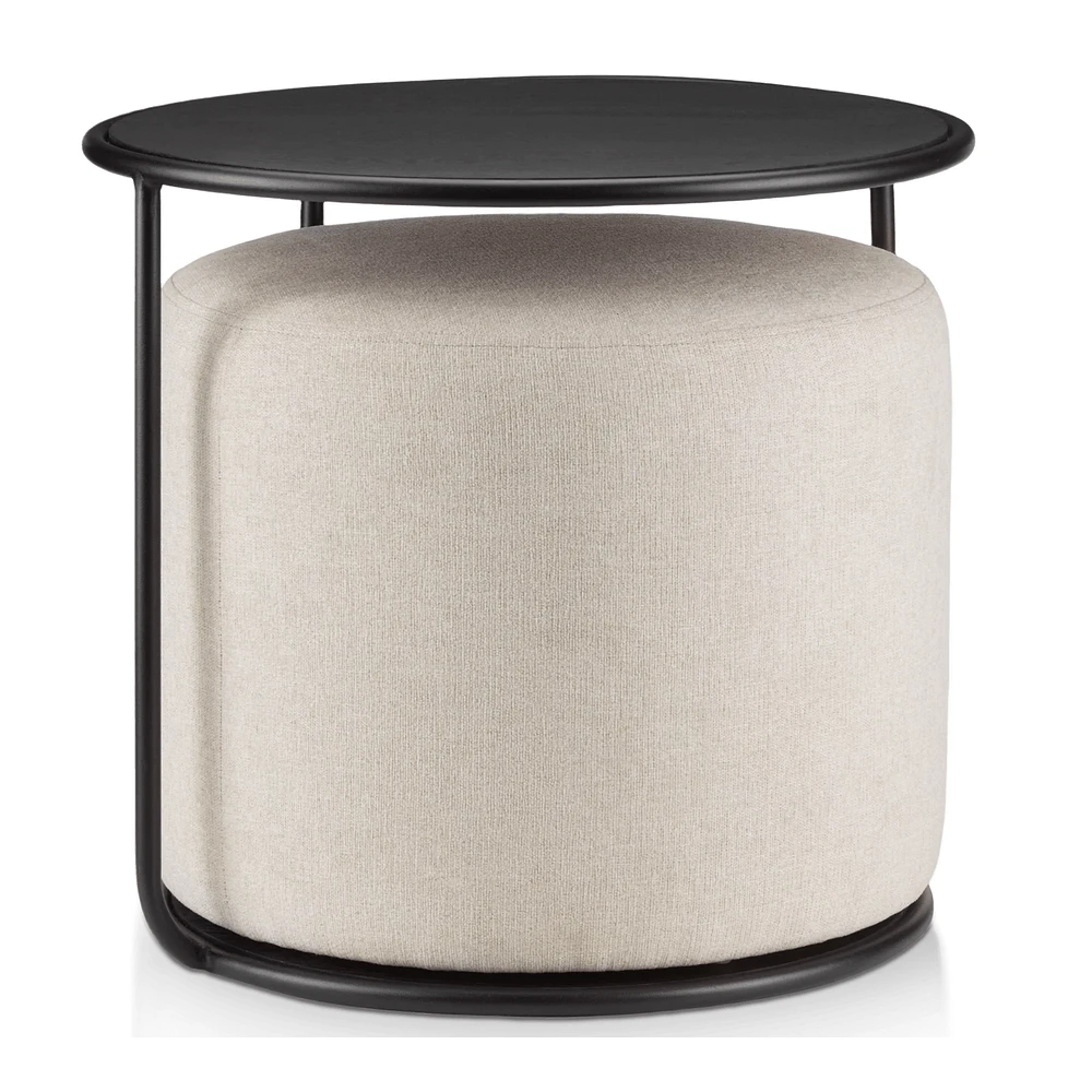 Black Side Table with Ottoman