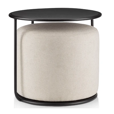 Black Side Table with Ottoman