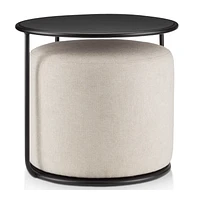Black Side Table with Ottoman