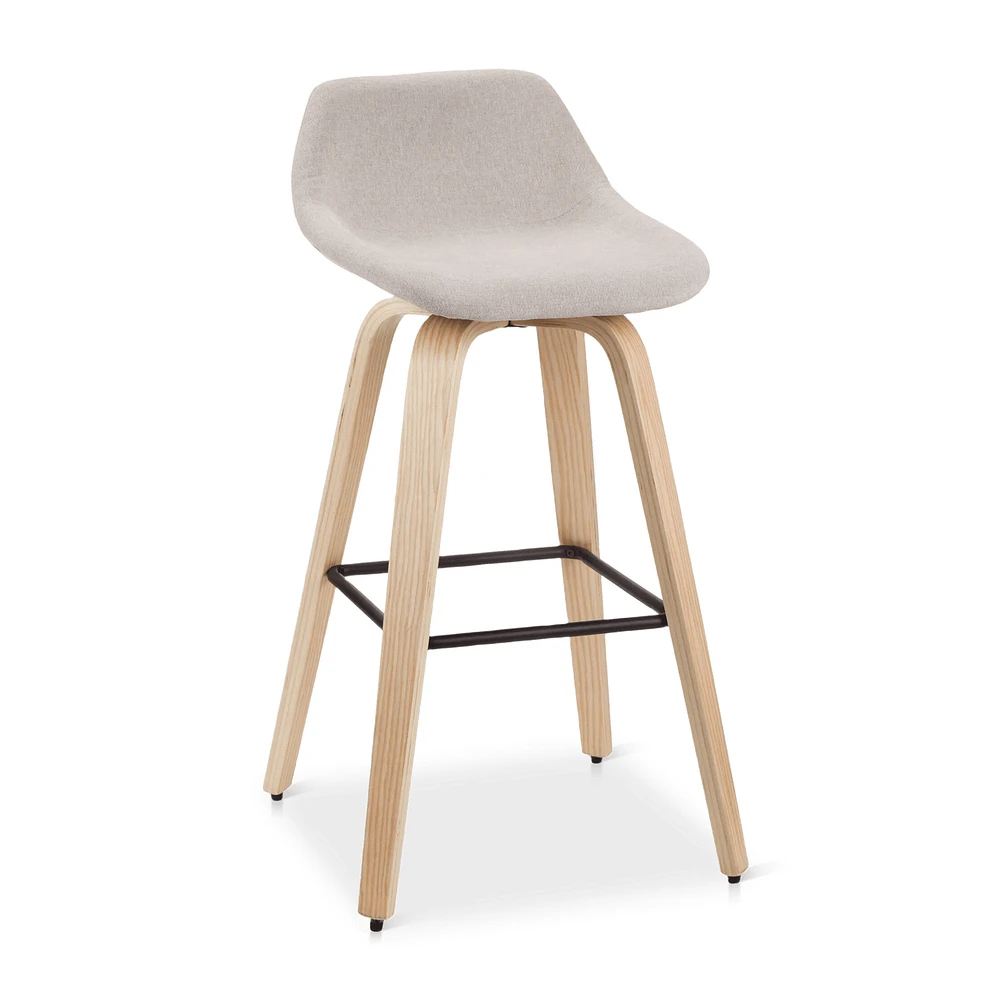 Fabric and Natural Wood Stool