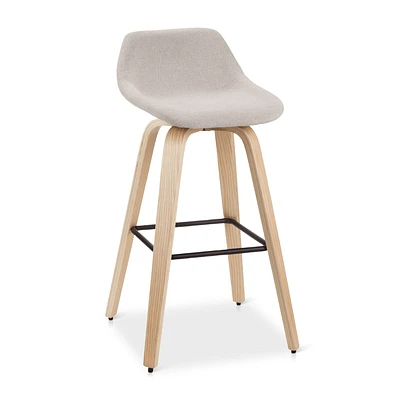 Fabric and Natural Wood Stool