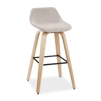 Fabric and Natural Wood Stool