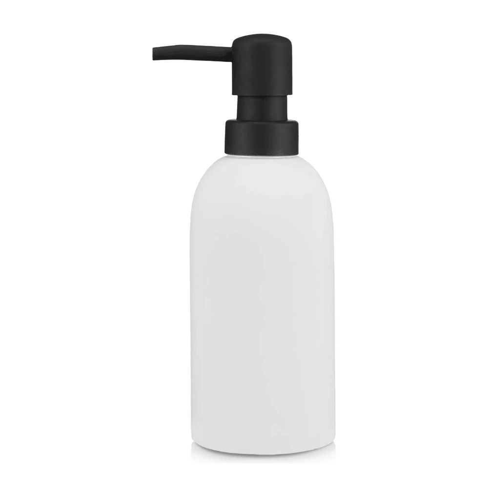 Rubber Coated Black and White Soap Dispenser