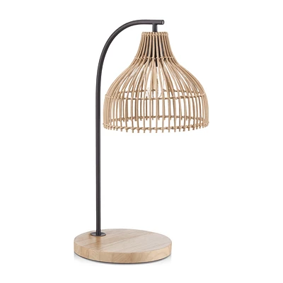 Rattan and Natural Wood Table Lamp