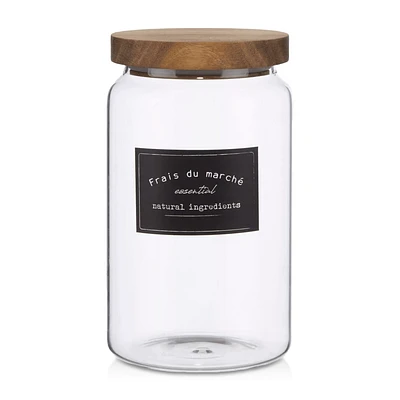Long Glass Jar with Wooden Lid