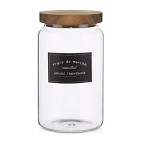 Long Glass Jar with Wooden Lid