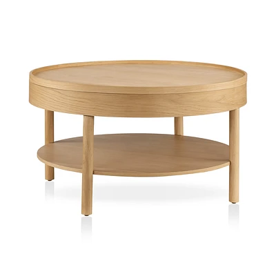 Wooden Round Coffee Table with Lift Top