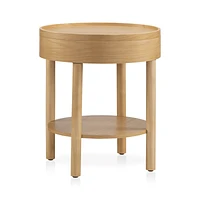 Wooden Round Side Table with Lift Top