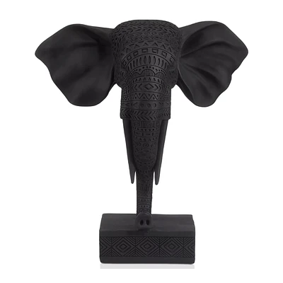 Black Resin Elephant on Stand