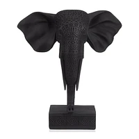 Black Resin Elephant on Stand