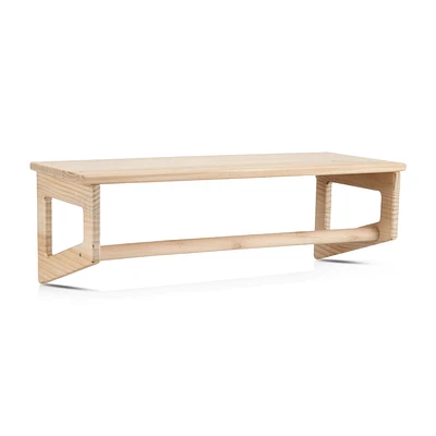 Wooden Mural Shelf with Clothing Rail