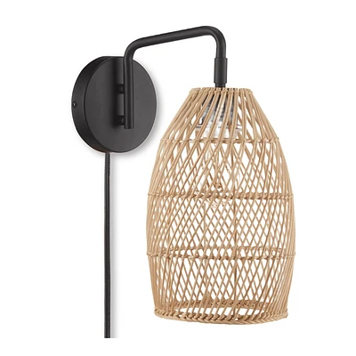 Hemp Rope & Black Metal Wall Sconce