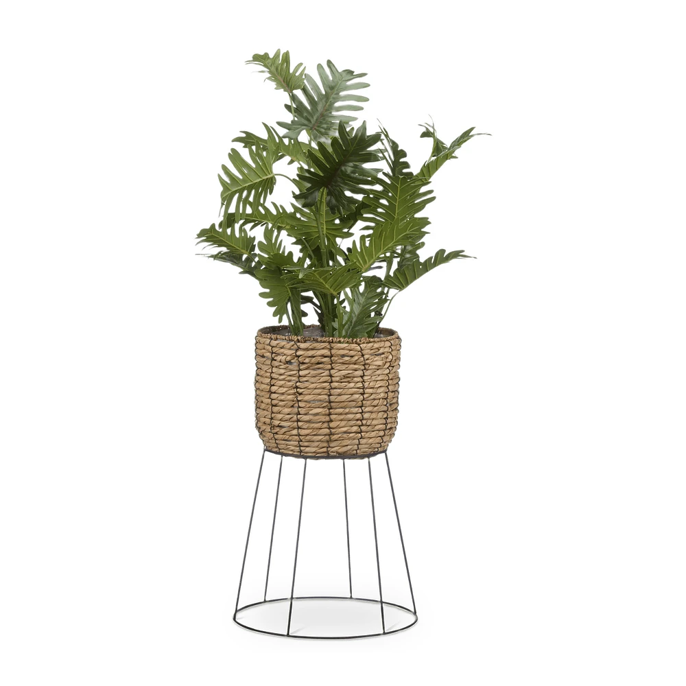 Natural Rattan Planter on Metal Legs