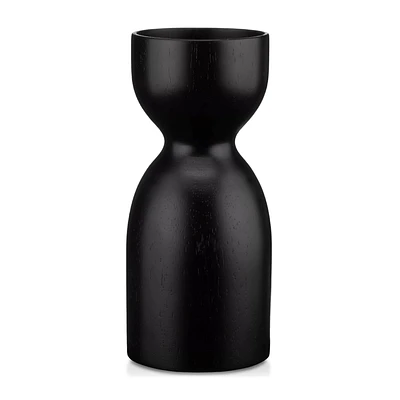 Black Wooden Pillar Candle Holder