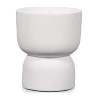 Candle in White Ceramic Sculptural Holder