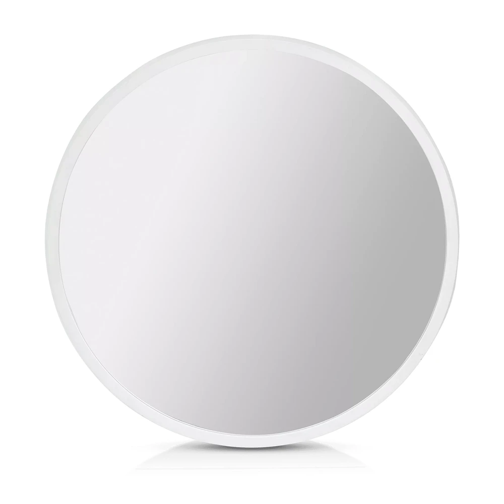 Round Mirror with White Frame