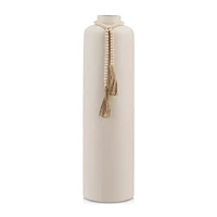 Ceramic Floor Vase with Beaded Tassels