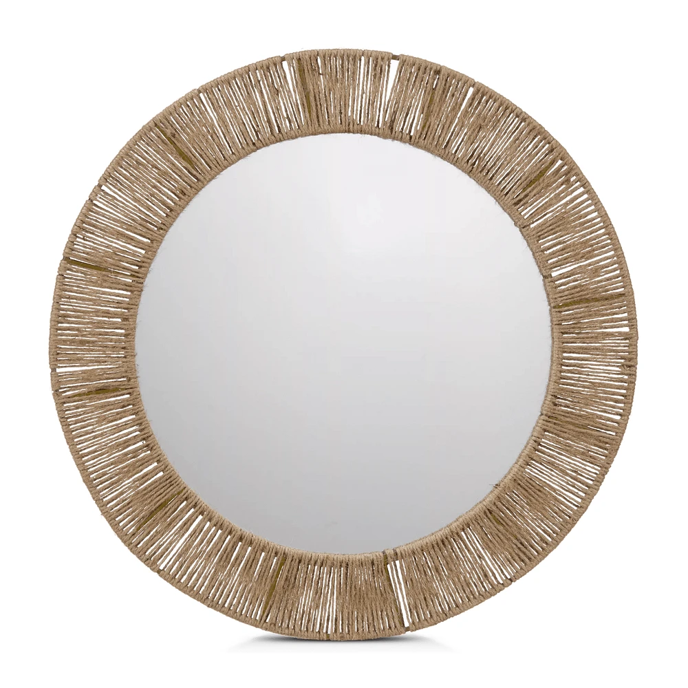 Round Mirror with Jute Frame
