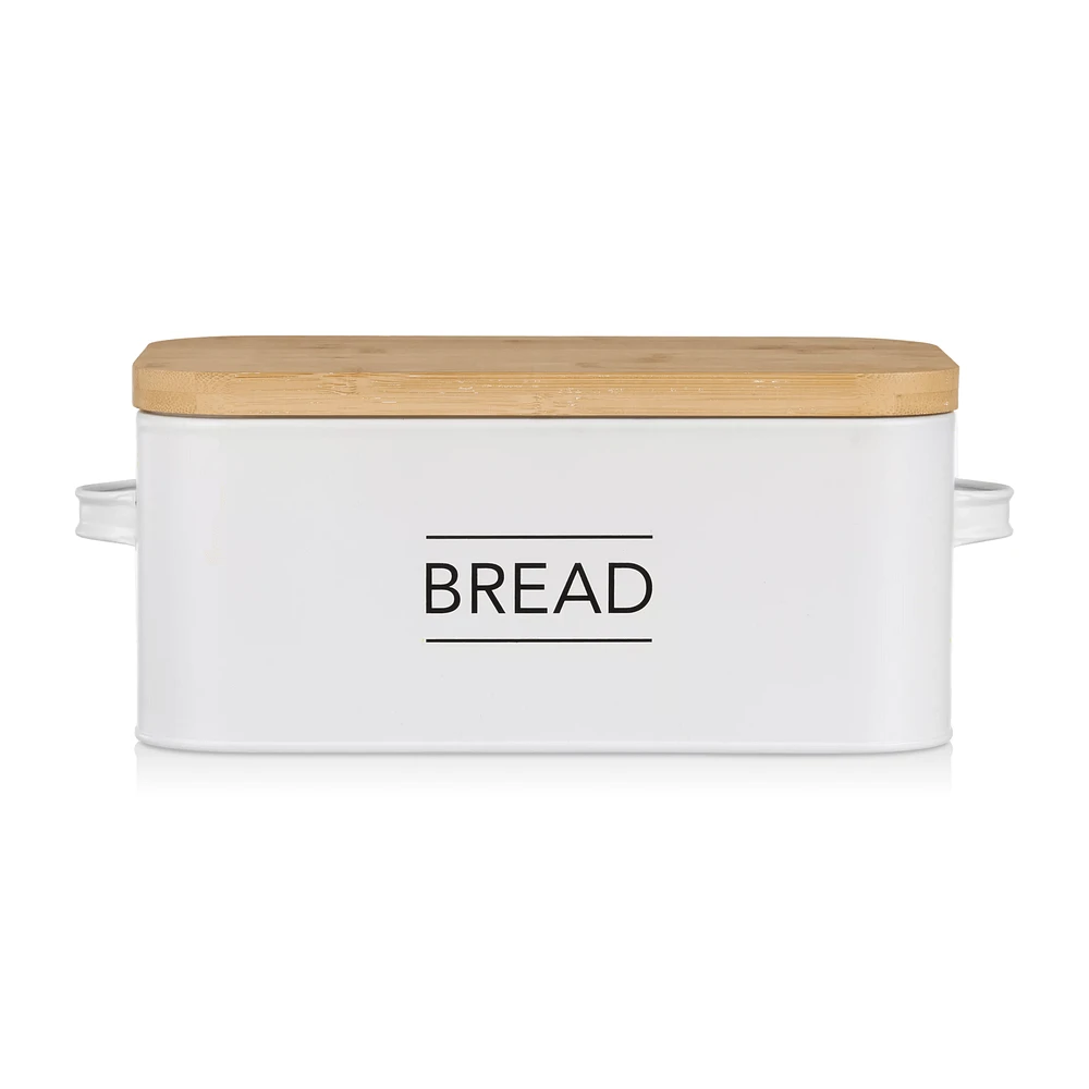 Metal Bread Box with Bamboo Lid