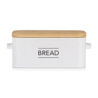 Metal Bread Box with Bamboo Lid
