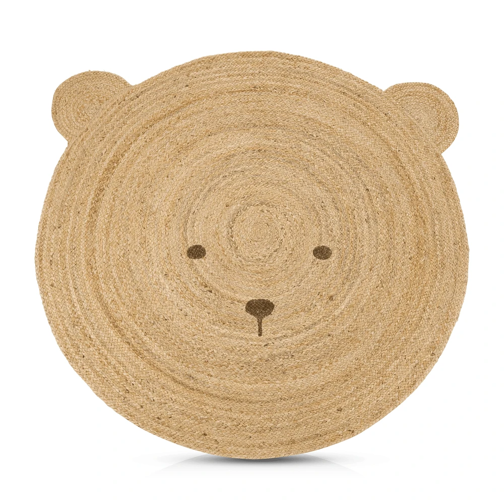 Round Jute Teddy Rug
